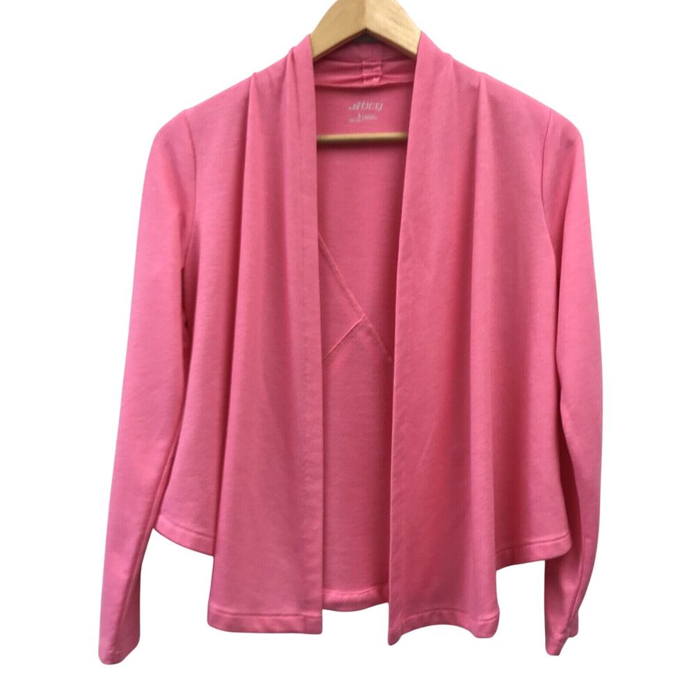 BCG Jacket Womens Large 12 14 Pink Open Front